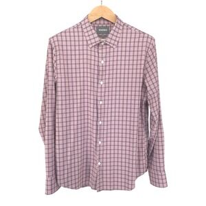 BONOBOS Mens Slim Fit Pink Black Plaid Long Sleeve Button Down Shirt Size L